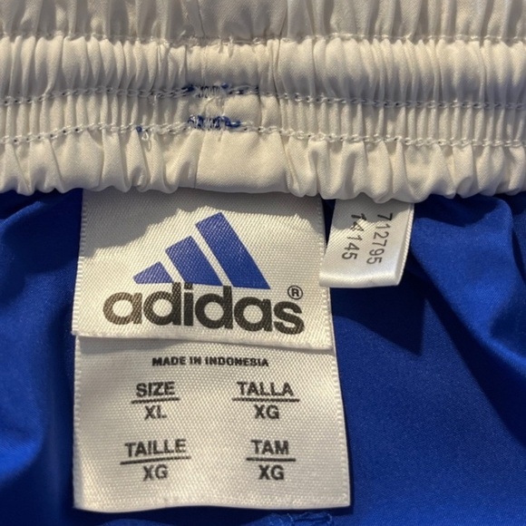 adidas VTG Men's Soccer Shorts Spell Out 3 Stripes Blue XL - Picture 8 of 12